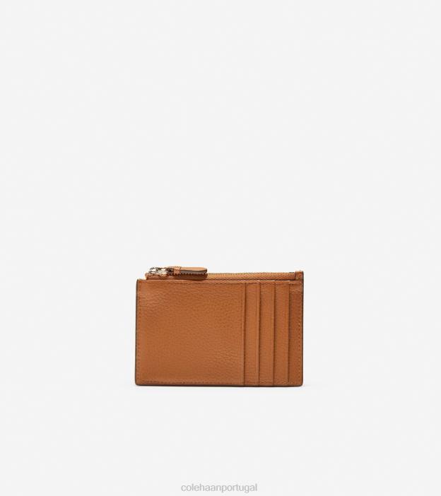 couro british tan pebbled acessórios 8Z8F492 mulheres Cole Haan porta-cartões grandseries com fecho de correr - Image 1