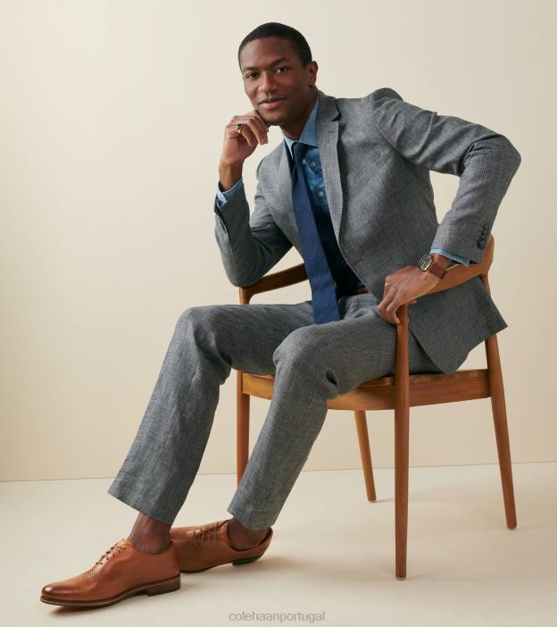 couro bronzeado britânico calçados 8Z8F420 homens Cole Haan Washington Grand Laser Wingtip Oxford - Image 2
