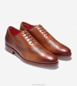 couro bronzeado britânico calçados 8Z8F420 homens Cole Haan Washington Grand Laser Wingtip Oxford - Image 6