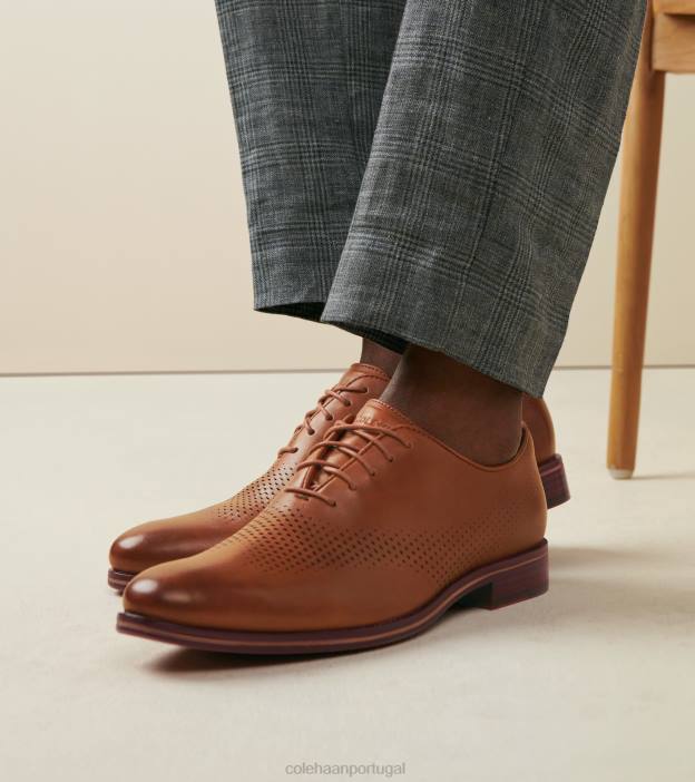 couro bronzeado britânico calçados 8Z8F420 homens Cole Haan Washington Grand Laser Wingtip Oxford - Image 8