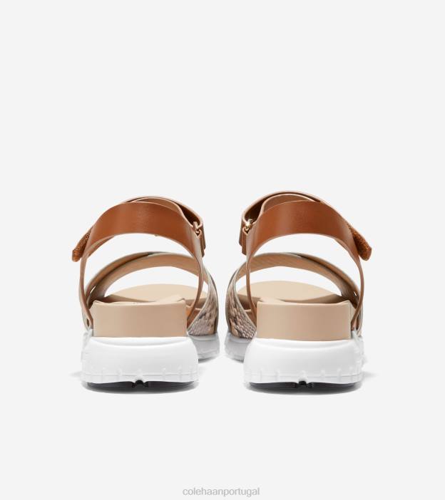 Couro Mel com estampa de cobra calçados 8Z8F83 mulheres Cole Haan sandália cruzada zerogrand - Image 3