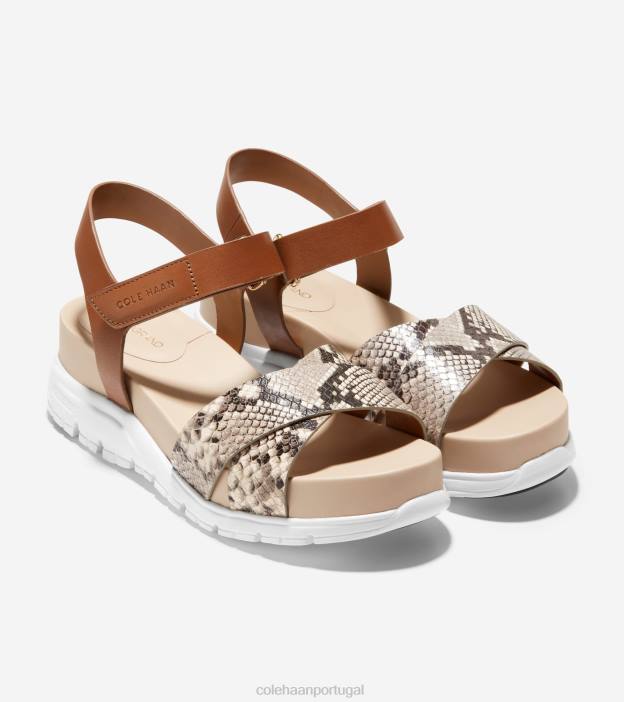 Couro Mel com estampa de cobra calçados 8Z8F83 mulheres Cole Haan sandália cruzada zerogrand - Image 5