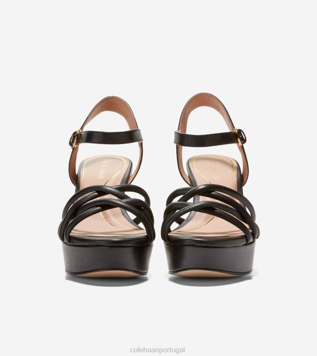 couro preto calçados 8Z8F160 mulheres Cole Haan sandália plataforma grove - Image 2