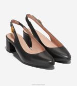 couro preto calçados 8Z8F221 mulheres Cole Haan a bomba slingback de 45 mm - Image 5