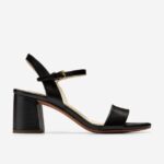 couro preto calçados 8Z8F76 mulheres Cole Haan sandália salto bloco josie
