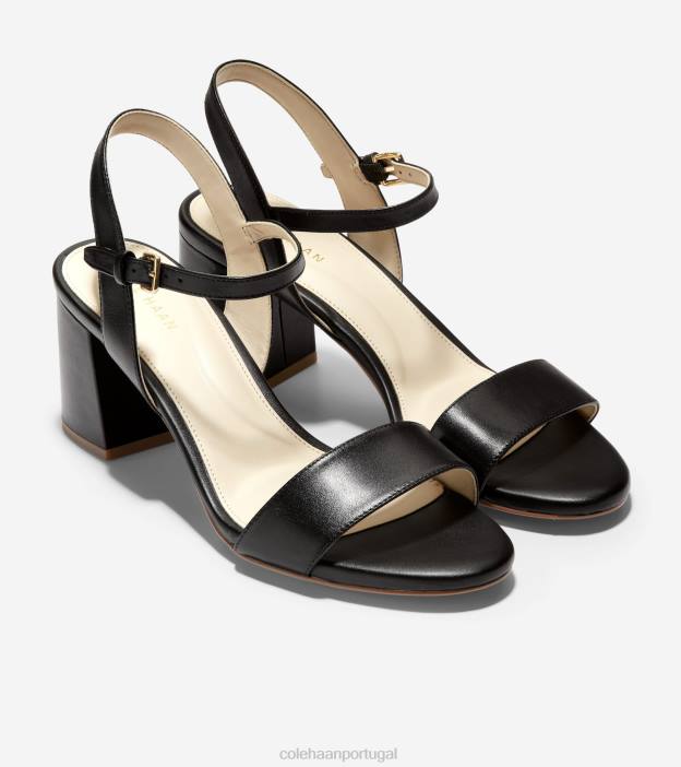 couro preto calçados 8Z8F76 mulheres Cole Haan sandália salto bloco josie - Image 3