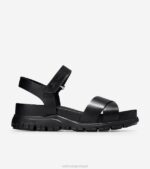 couro preto calçados 8Z8F84 mulheres Cole Haan sandália cruzada zerogrand