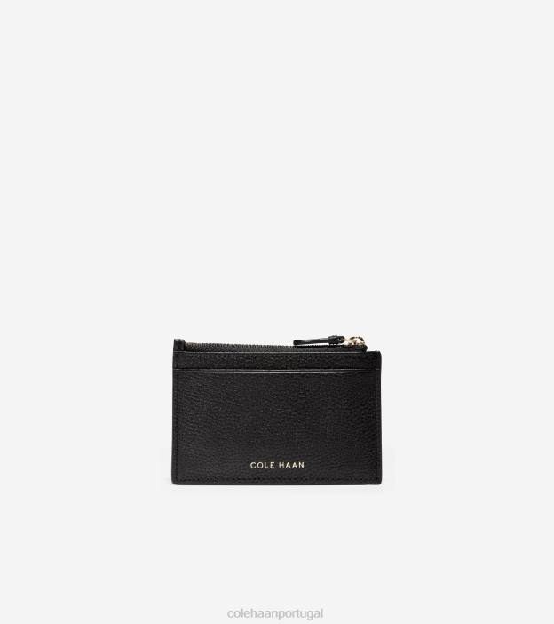 couro preto seixo acessórios 8Z8F491 mulheres Cole Haan porta-cartões grandseries com fecho de correr - Image 2