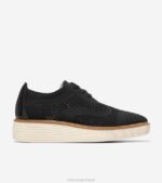 marfim costurado preto calçados 8Z8F216 mulheres Cole Haan originalgrand platform wingtip oxford