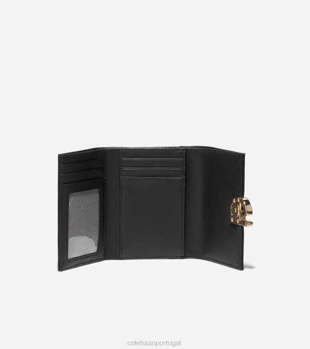 preto acessórios 8Z8F490 mulheres Cole Haan carteira em madeira com três dobras - Image 3