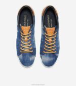 tecido estampado índigo-mesquite couro-marfim calçados 8Z8F148 mulheres Cole Haan tênis grandpro - Image 4