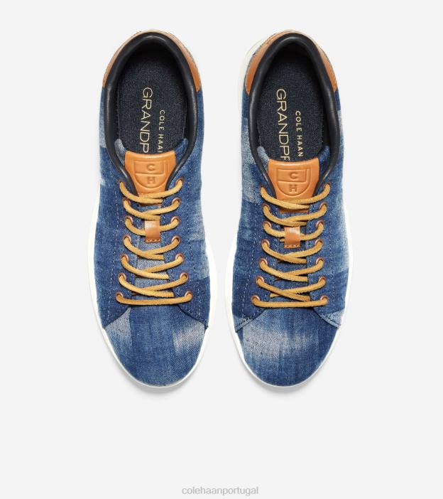 tecido estampado índigo-mesquite couro-marfim calçados 8Z8F148 mulheres Cole Haan tênis grandpro - Image 4